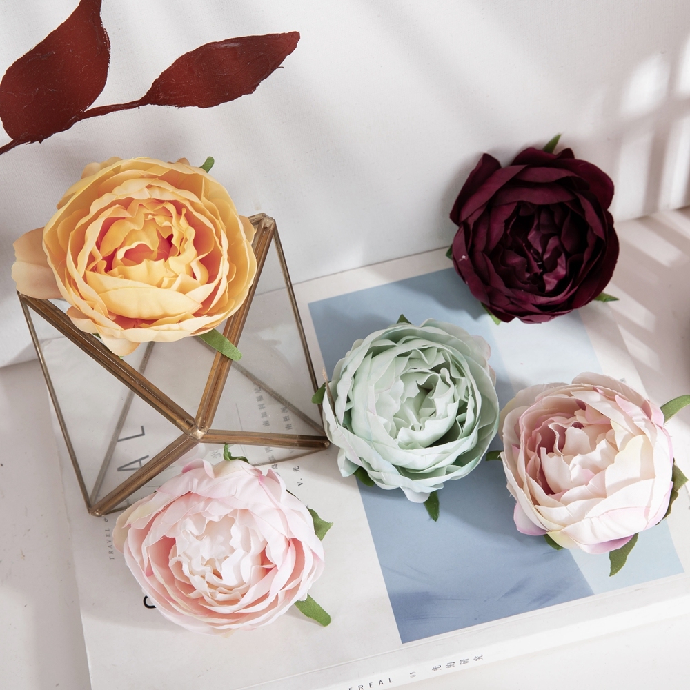 DY1-3339 Popular nature flower peony Artificial Silk Artificial flower head For Decorative Flower