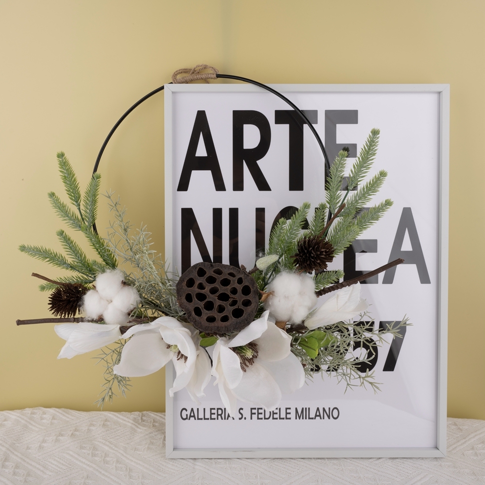 CF01044 Popular Artificial Flower wreath Magnolia pine needle lotus seedpod cotton For Wedding Decoration
