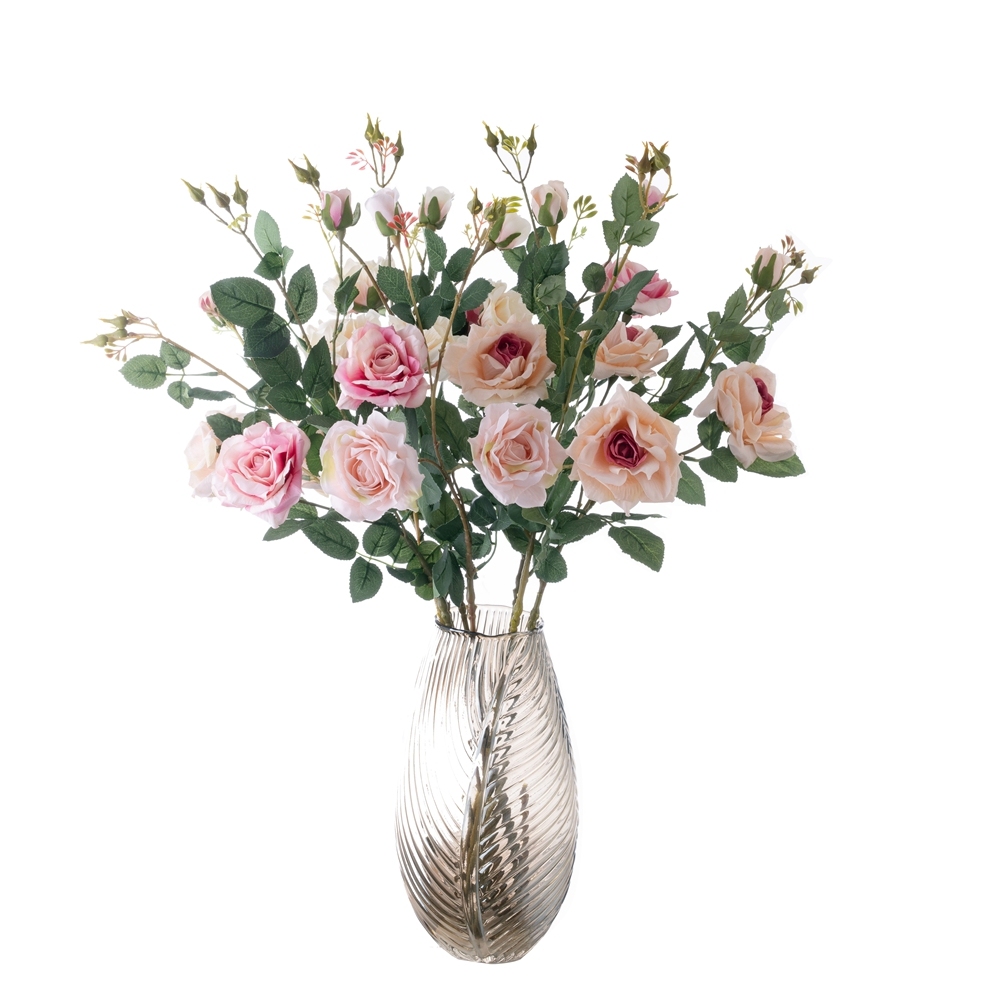 MW19950 New Design Artificial Flower Fabric 3 Branches big Rose For Wedding Supplies