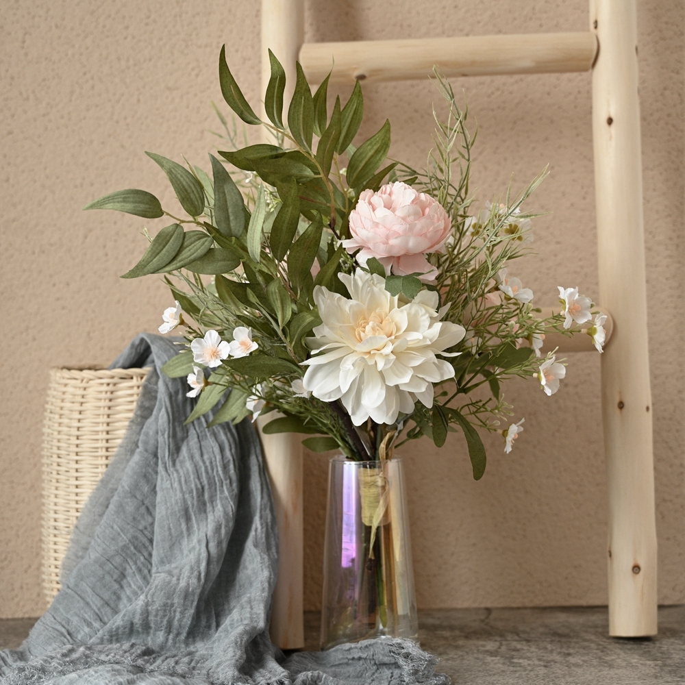 CF01066 Artificial Dahlia Roses Bouquet New Design Garden Wedding Decoration Bridal Bouquet