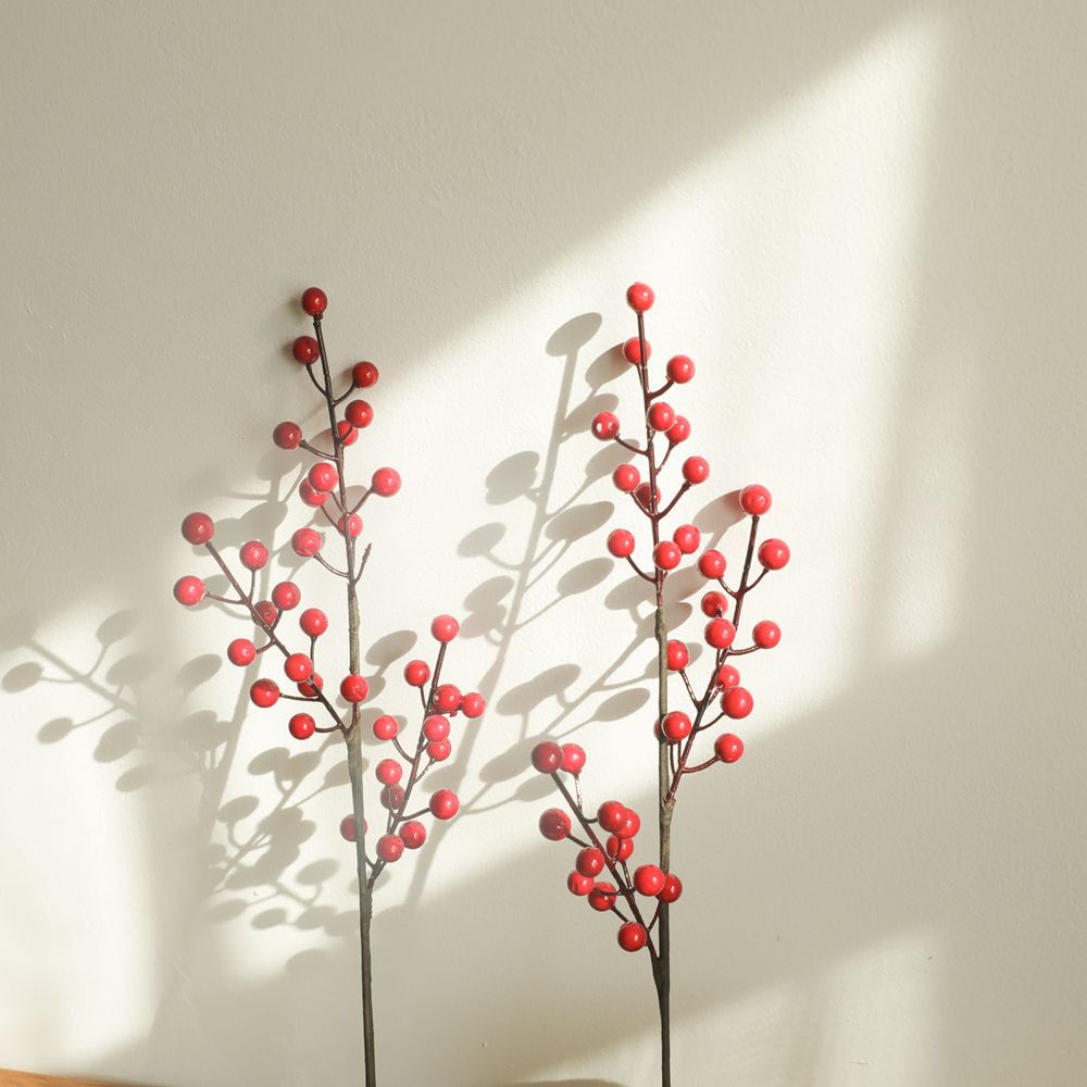MW36893 Popular Christmas Red Decorative Berry Artificial Long Stem Foam Berries Picks For Decorative Flower
