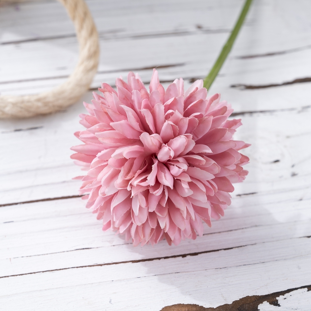 MW83116-1 Dark Pink Silk Artificial Dandelion Chrysanthemum Ball Hydrangea for Home Garden Party Wedding Decoration