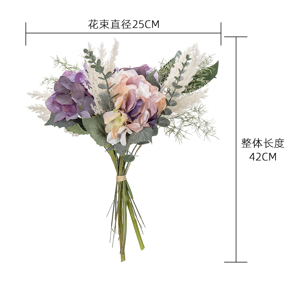 MW99554 Wholesale Artificial Flower Bouquet Hydrangea Eucalyptus Astible Bouquet For Christmas Picks