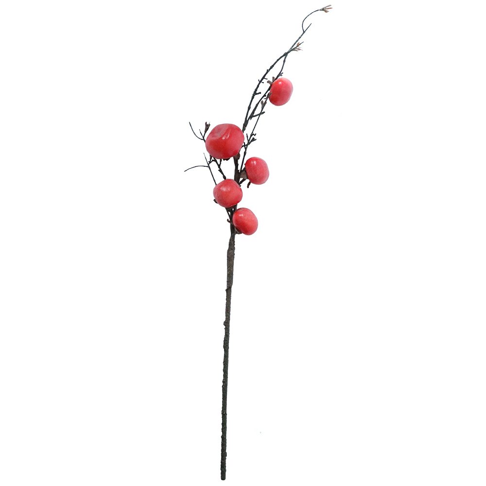 MW25582 Artificial Flowers Foam Fruit 5 heads persimmon branches Holiday Decoration Wholesale in Bulk for event christmas