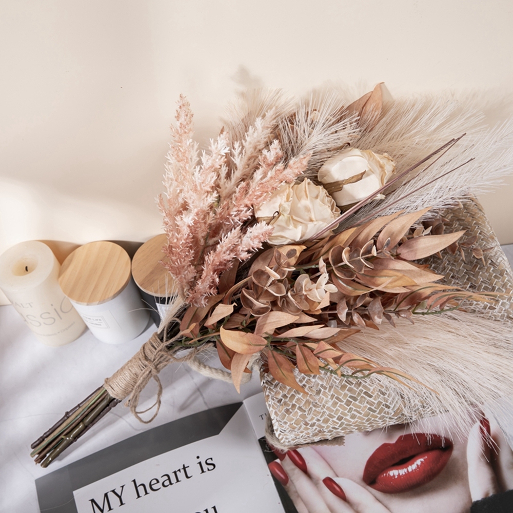 CF01160 Artificial Rose Pampas Bouquet New Design Decorative Flowers and Plants Autumn Decoration