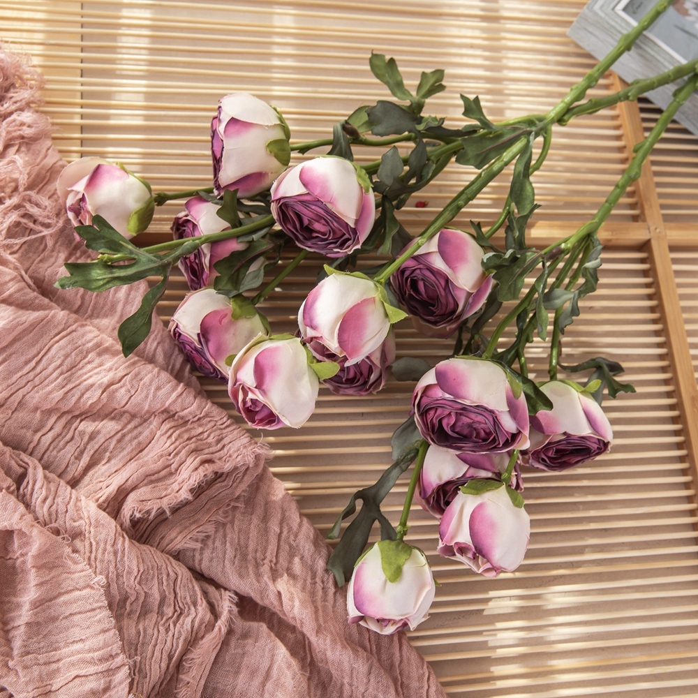 DY1-4479 Hot Selling Artificial Flower Single Stem Multiple Colors burning lotus Dried Rose Flower For Wedding Centerpieces