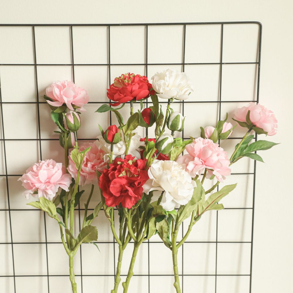 YC1027 Realistic 5 Head Eustoma Faux Flower Faking Peony Artificial Flower Single Spray for Silk Flowers