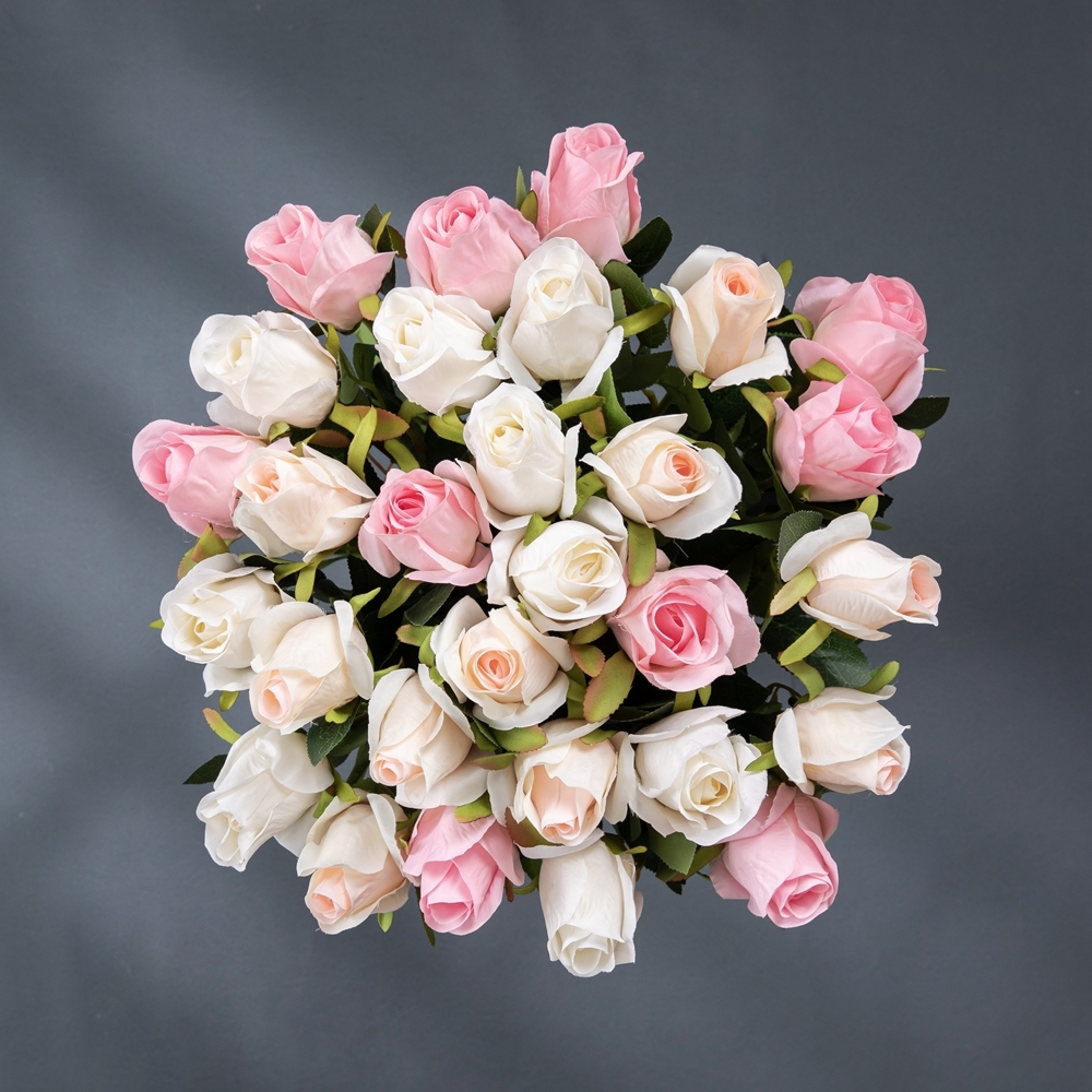 MW41106 Popular Simulation Artificial Flower One Head Long Single Stem Rose Bud Spray For Decorative Flower
