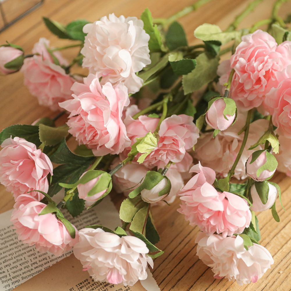 YC1027 Realistic 5 Head Eustoma Faux Flower Faking Peony Artificial Flower Single Spray for Silk Flowers