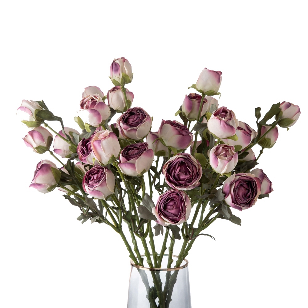 DY1-4479 Hot Selling Artificial Flower Single Stem Multiple Colors burning lotus Dried Rose Flower For Wedding Centerpieces