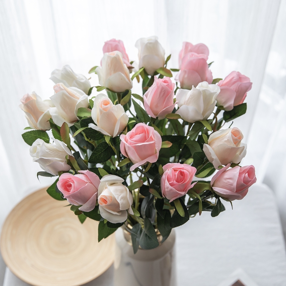MW41106 Popular Simulation Artificial Flower One Head Long Single Stem Rose Bud Spray For Decorative Flower