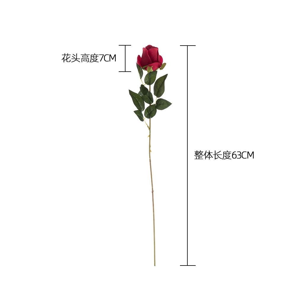 MW41106 Popular Simulation Artificial Flower One Head Long Single Stem Rose Bud Spray For Decorative Flower
