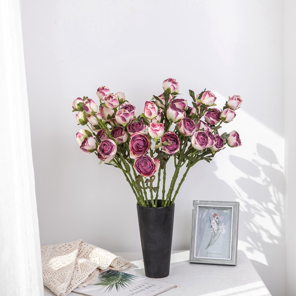 DY1-4479 Hot Selling Artificial Flower Single Stem Multiple Colors burning lotus Dried Rose Flower For Wedding Centerpieces