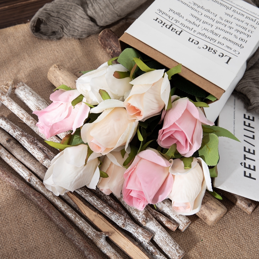 MW41106 Popular Simulation Artificial Flower One Head Long Single Stem Rose Bud Spray For Decorative Flower