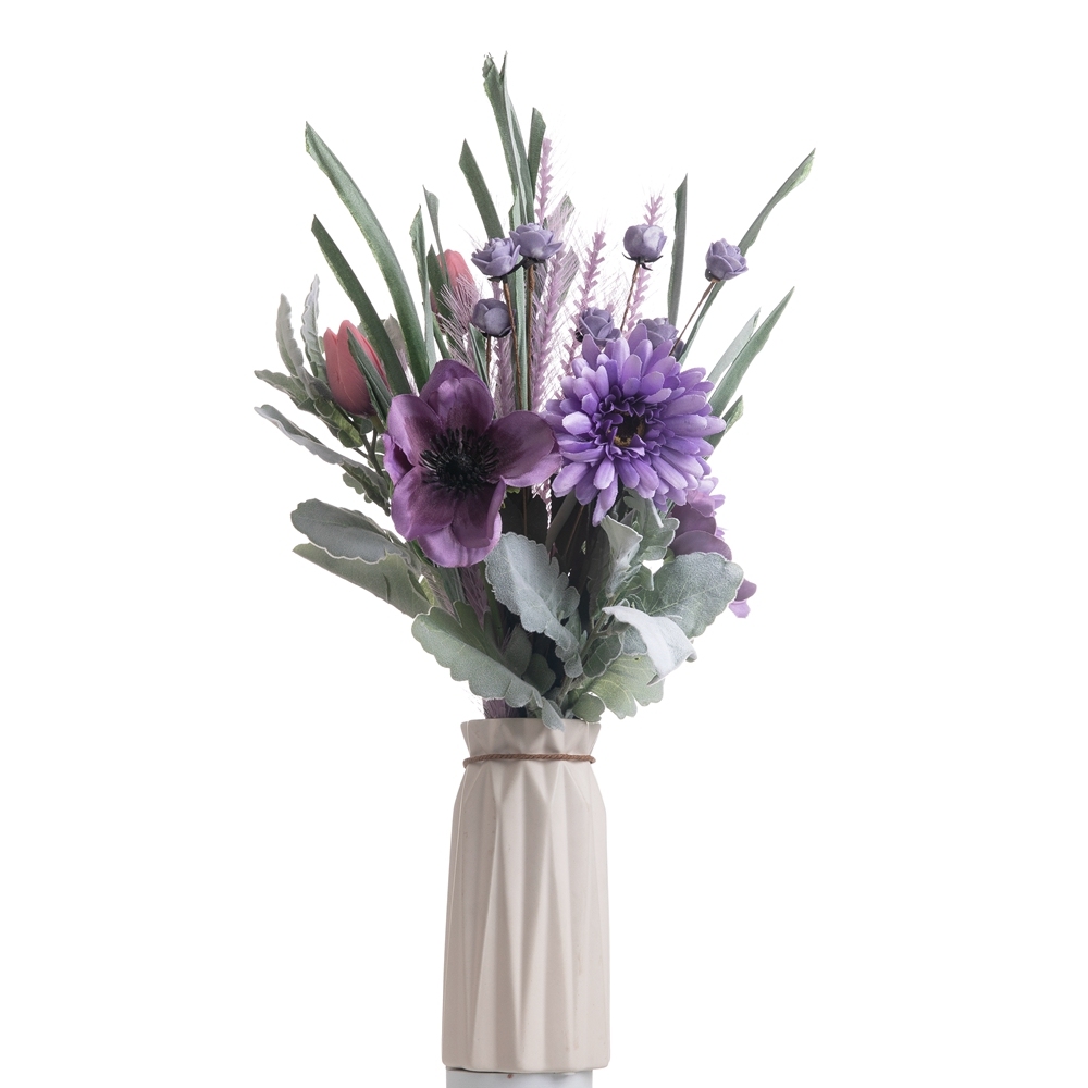 CF01173 Wholesale Artificial Rose Gerbera Camellia Tulip Pampas Bouquet For Christmas Decoration