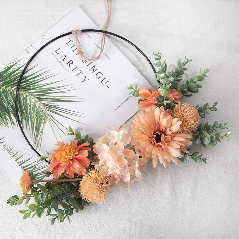 CF01103 Good Quality Hot Sale Artificial Flower wreath hanging Hydrangea Daisy Eucalyptus Decorative Flowers and Plants
