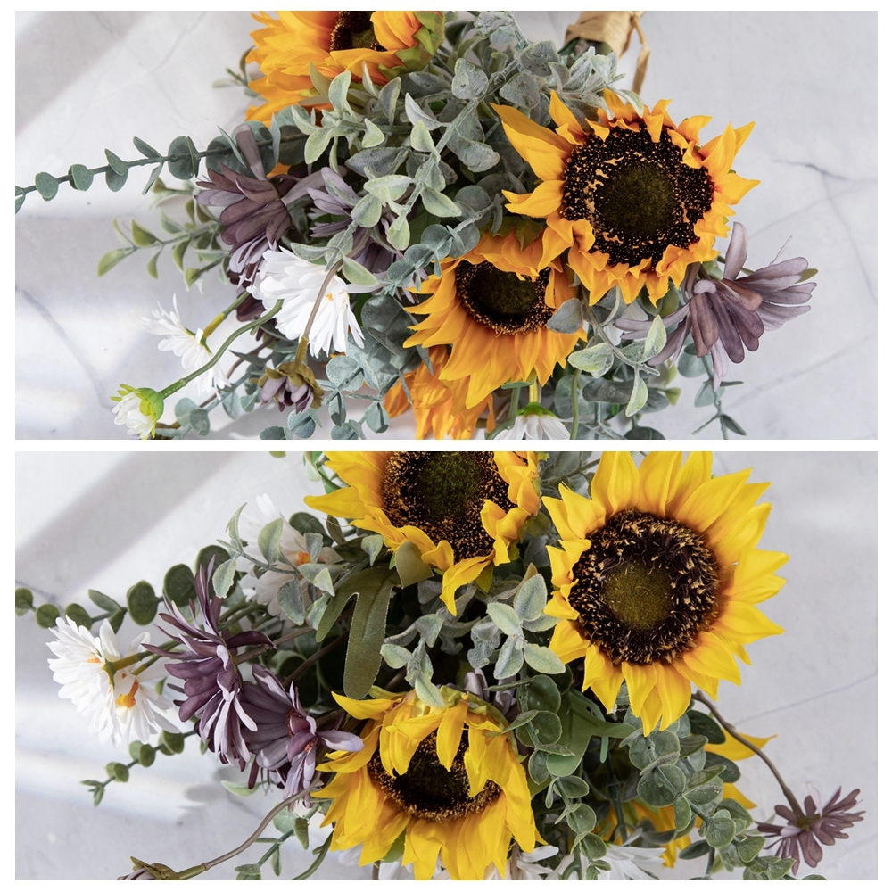 CF01266 Artificial Flower Bunch Sunflower Daisy Bunch Gift Bouquet for Tables Vase Wedding Decorations Flower Arrangements