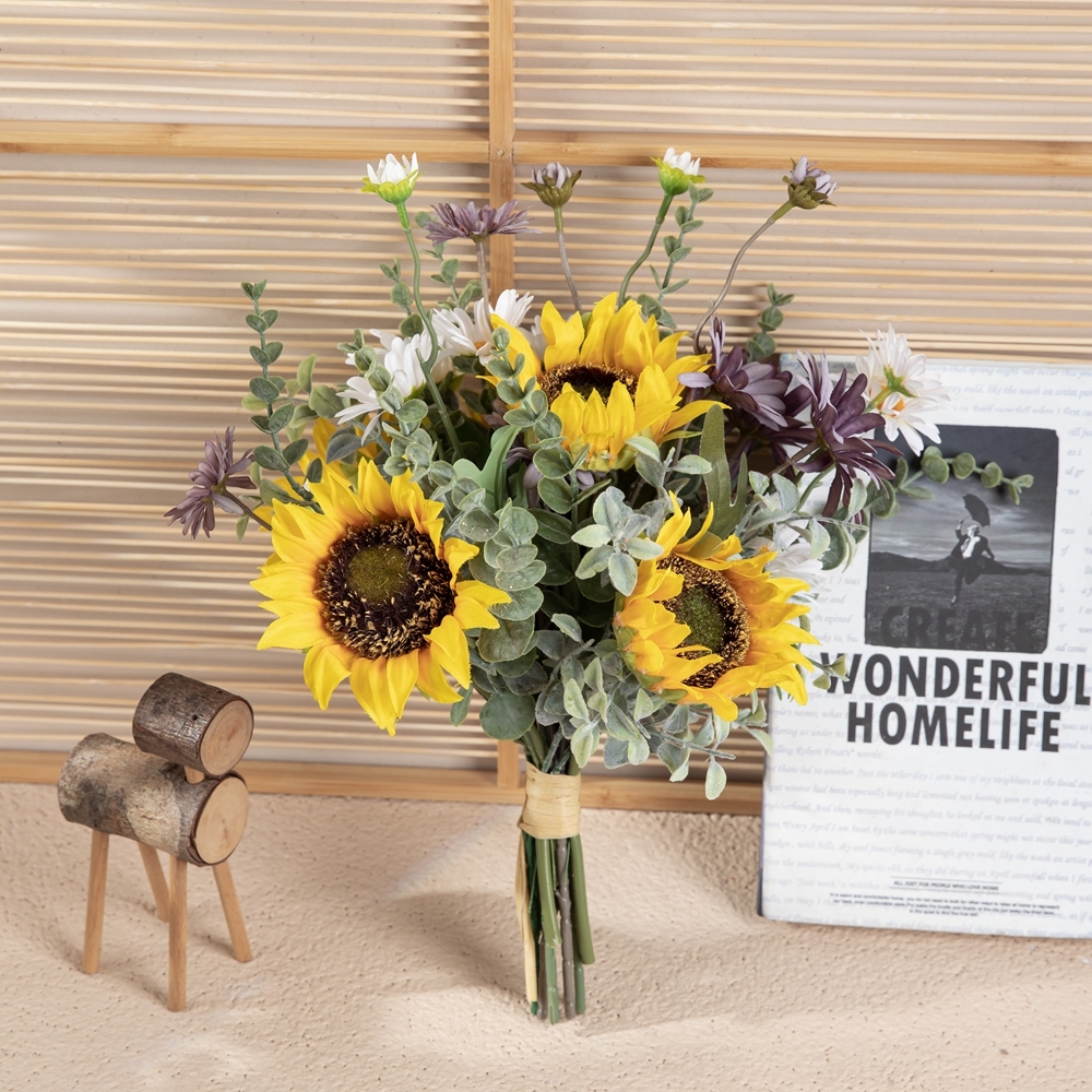CF01266 Artificial Flower Bunch Sunflower Daisy Bunch Gift Bouquet for Tables Vase Wedding Decorations Flower Arrangements