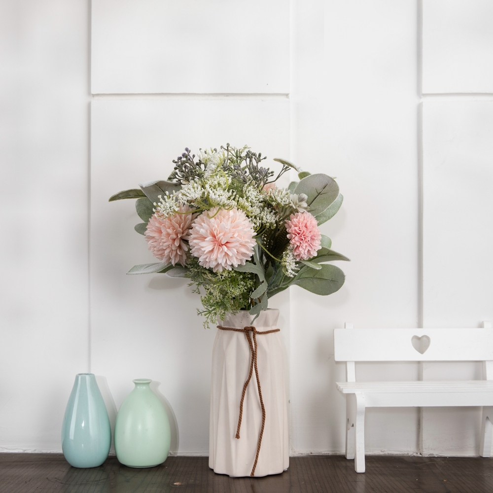 CF01174 Artificial Dandelion Fabric Flocking Leaves Plastic Berry artificial flower ball pretty colorful bride's bouq