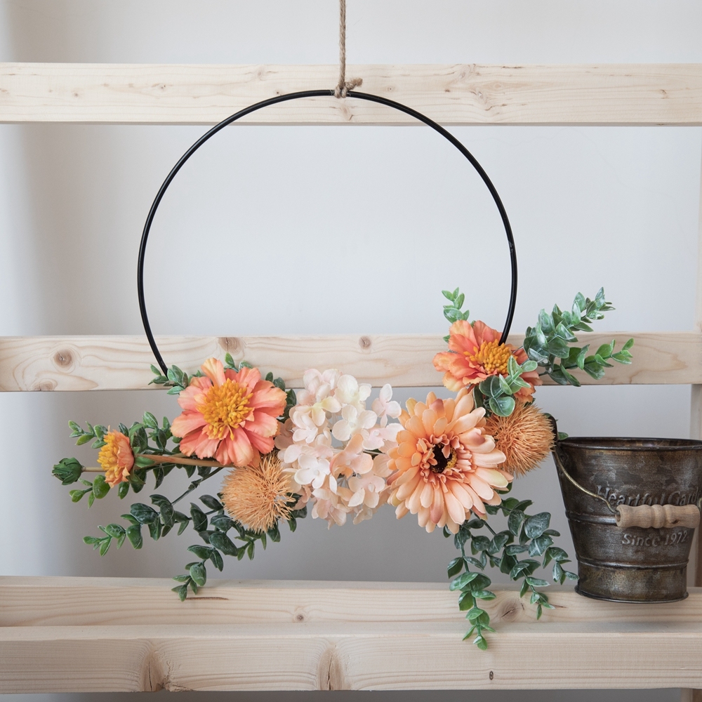 CF01103 Good Quality Hot Sale Artificial Flower wreath hanging Hydrangea Daisy Eucalyptus Decorative Flowers and Plants
