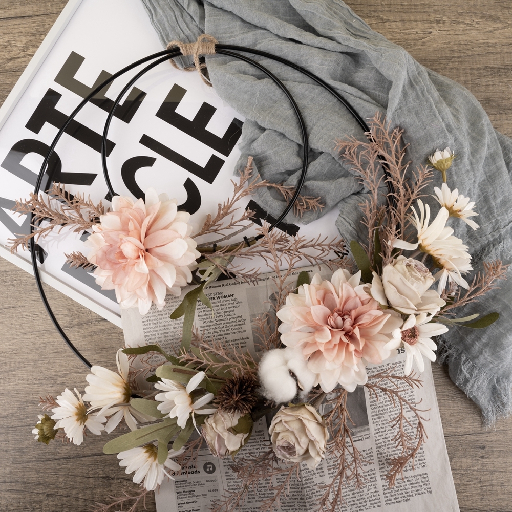 CF01007 Factory Direct Sale Artificial Flower wreath Dahlia Cotton Chrysanthemum Artificial Flower Wall Backdrop For Party Deco