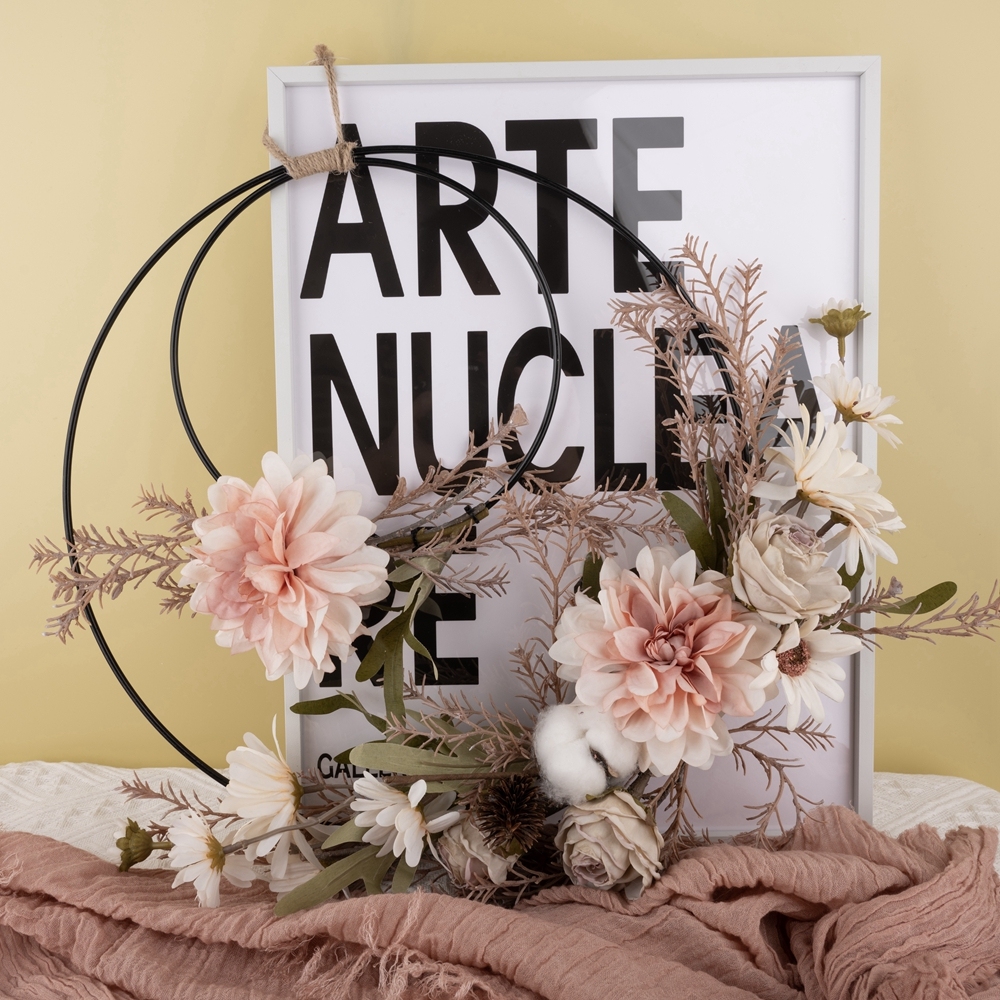 CF01007 Factory Direct Sale Artificial Flower wreath Dahlia Cotton Chrysanthemum Artificial Flower Wall Backdrop For Party Deco