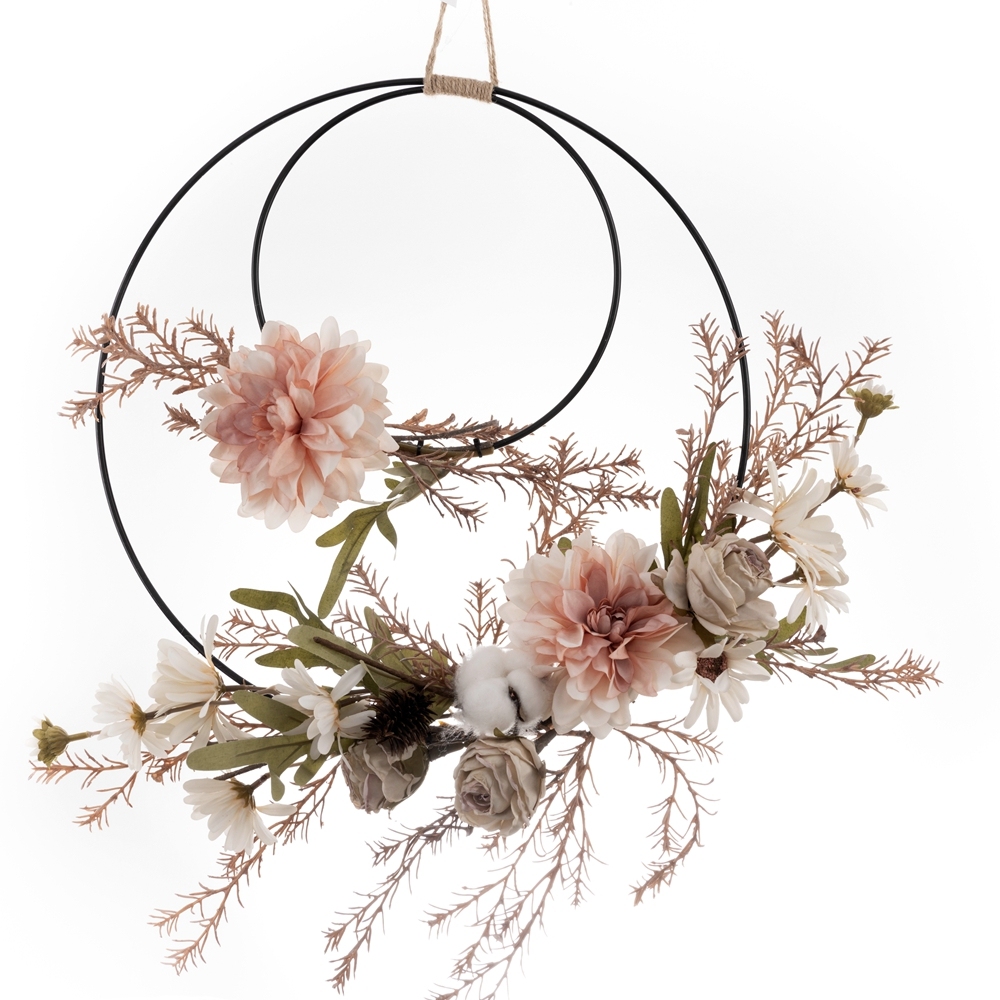 CF01007 Factory Direct Sale Artificial Flower wreath Dahlia Cotton Chrysanthemum Artificial Flower Wall Backdrop For Party Deco