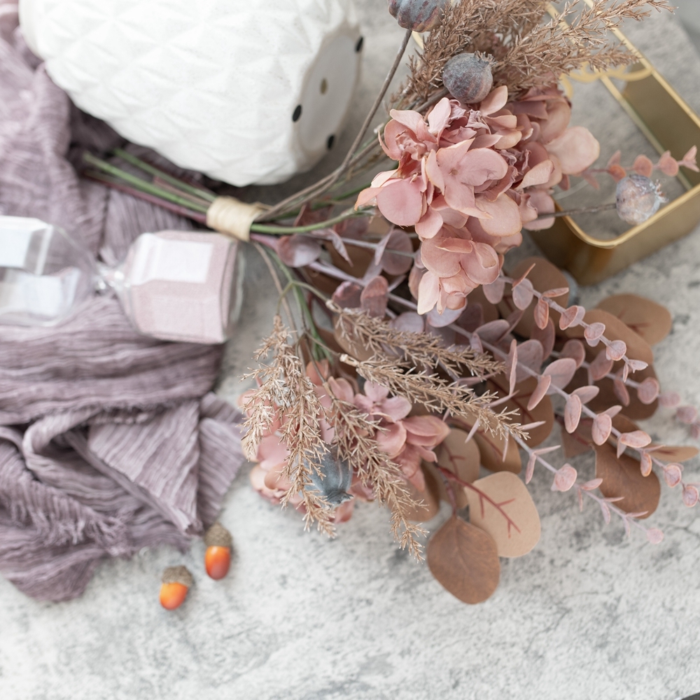 CF01025 Cheap Artificial Flower Bouquet Hydrangea Eucalyptus Poppy Plastic Astilbe For Mother's Day gift
