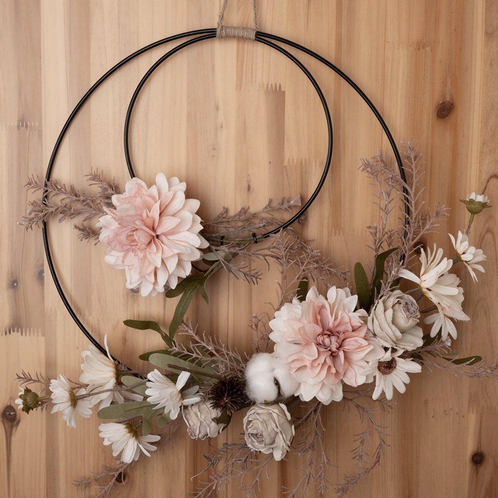 CF01007 Factory Direct Sale Artificial Flower wreath Dahlia Cotton Chrysanthemum Artificial Flower Wall Backdrop For Party Deco