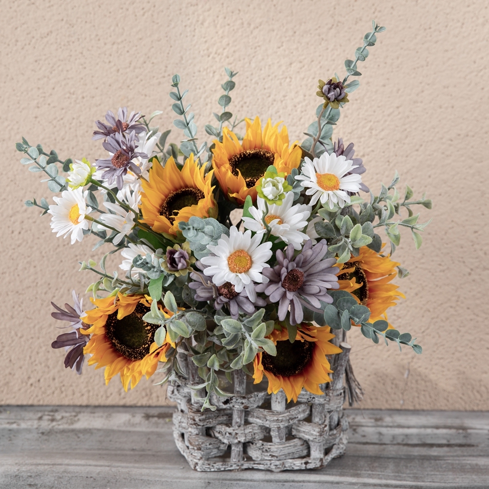 CF01266 Artificial Flower Bunch Sunflower Daisy Bunch Gift Bouquet for Tables Vase Wedding Decorations Flower Arrangements