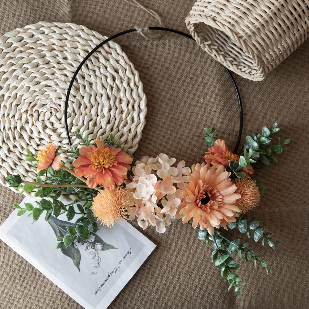 CF01103 Good Quality Hot Sale Artificial Flower wreath hanging Hydrangea Daisy Eucalyptus Decorative Flowers and Plants