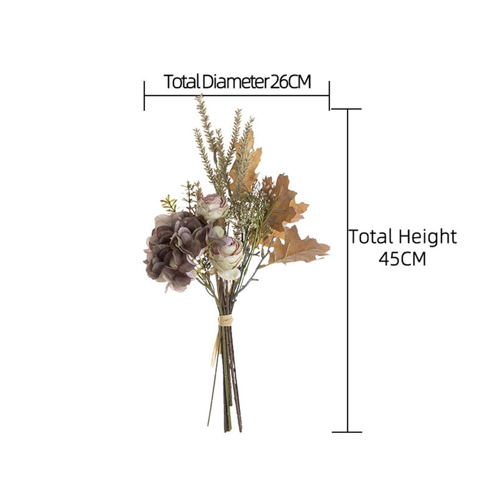 CF01210 Factory Direct Sale Artificial Flower Hydrangea Dry-burnt Rose Acorn Leaf Bouquet for Home Party Wedding Decoration