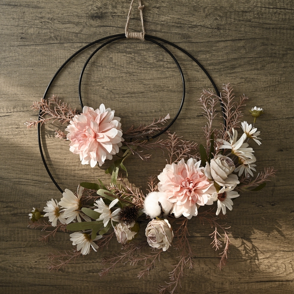 CF01007 Factory Direct Sale Artificial Flower wreath Dahlia Cotton Chrysanthemum Artificial Flower Wall Backdrop For Party Deco