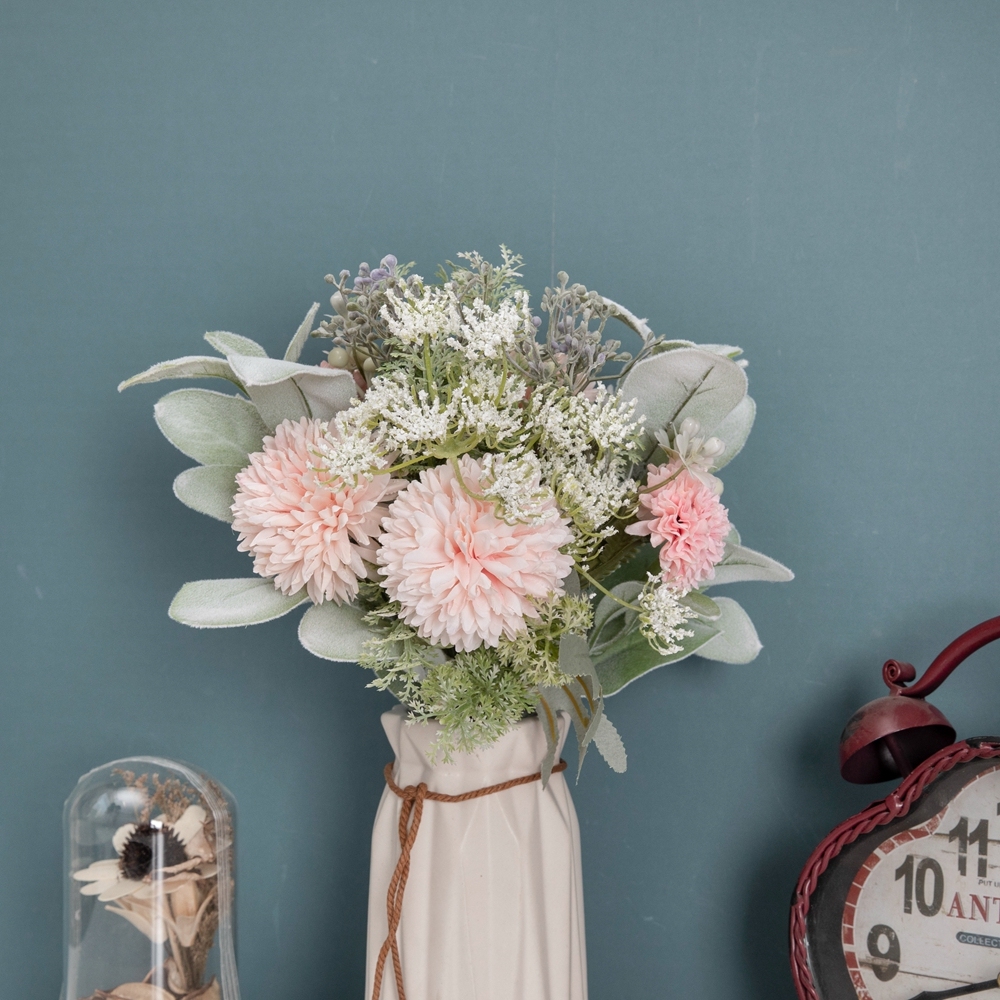 CF01174 Artificial Dandelion Fabric Flocking Leaves Plastic Berry artificial flower ball pretty colorful bride's bouq