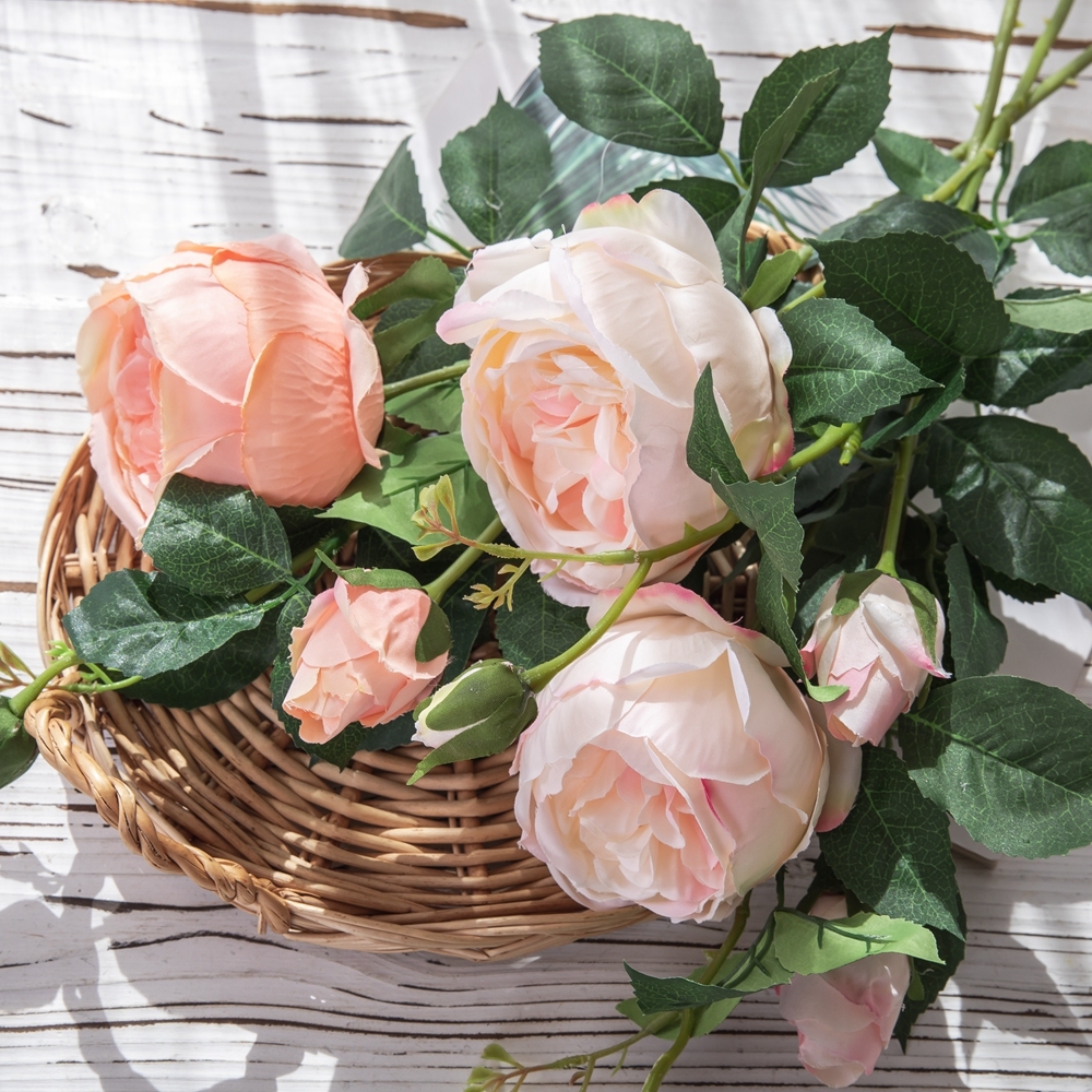 DY1-1404 Hot Sale Manufactory Artificial Flower Big size Single Stem H 73 cm/2 heads Rose For Garden Wedding Decoration