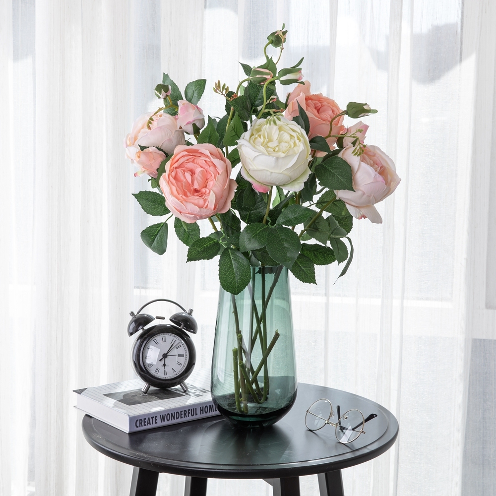 DY1-1404 Hot Sale Manufactory Artificial Flower Big size Single Stem H 73 cm/2 heads Rose For Garden Wedding Decoration