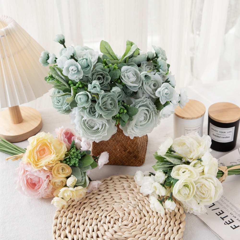 DY1-2024 Factory Direct Sale Artificial Flower Bouquet Artificial Silk Ranunculus For Decorative Flower