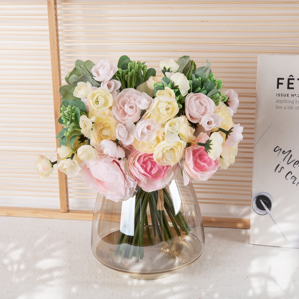 DY1-2024 Factory Direct Sale Artificial Flower Bouquet Artificial Silk Ranunculus For Decorative Flower