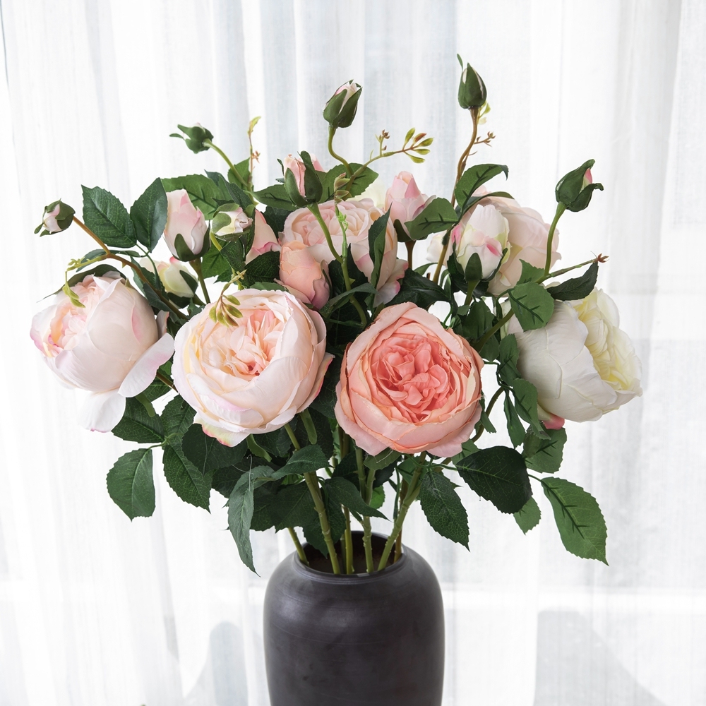DY1-1404 Hot Sale Manufactory Artificial Flower Big size Single Stem H 73 cm/2 heads Rose For Garden Wedding Decoration