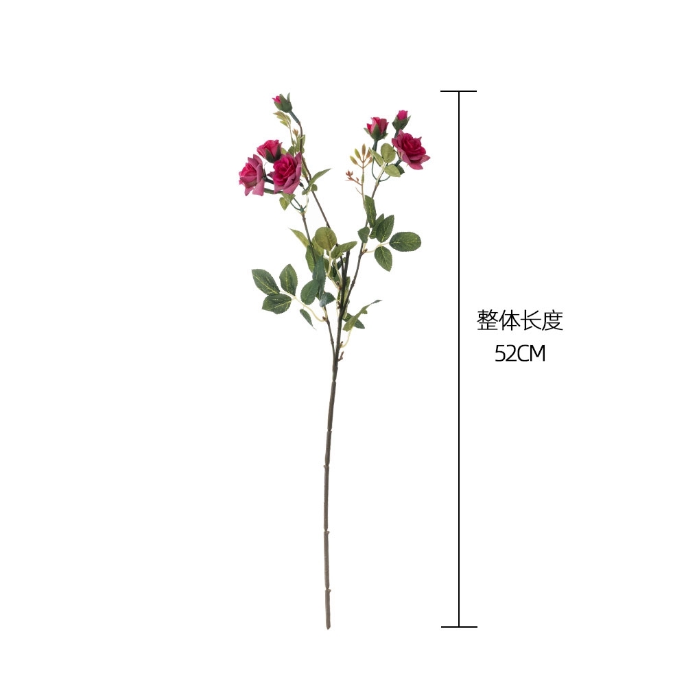 DY1-1946A High Quality Artificial Flower Fabric 3 Branches Rose For Christmas Picks