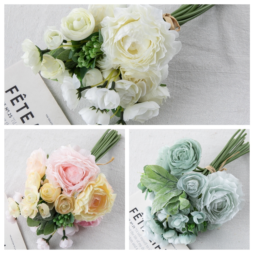 DY1-2024 Factory Direct Sale Artificial Flower Bouquet Artificial Silk Ranunculus For Decorative Flower