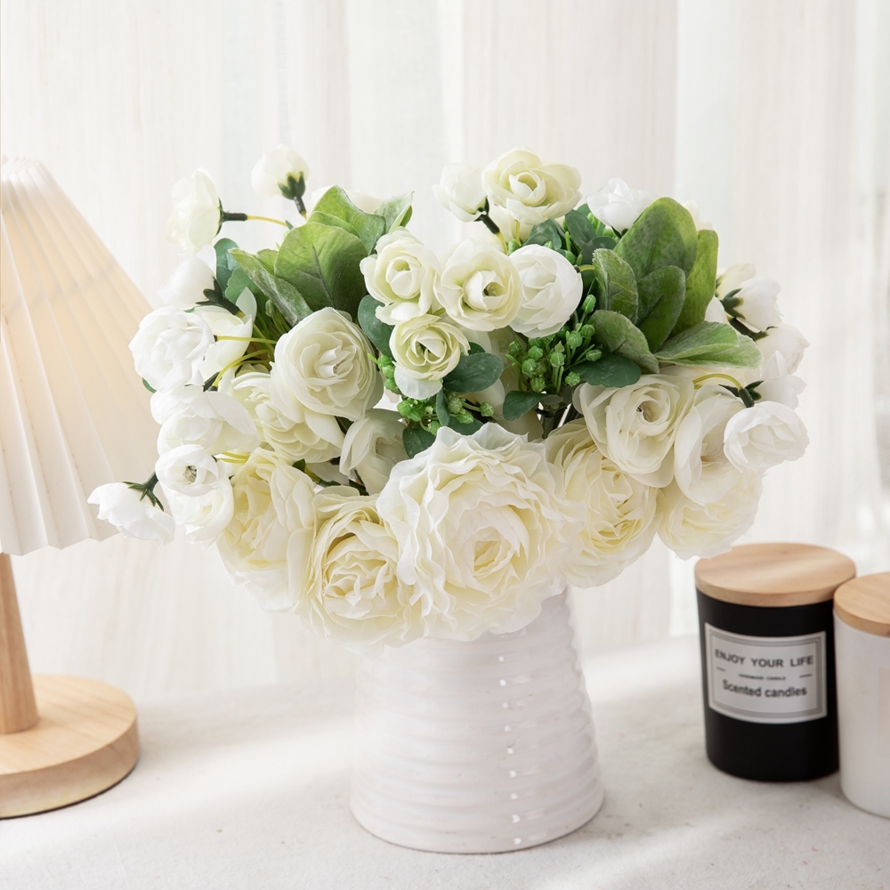 DY1-2024 Factory Direct Sale Artificial Flower Bouquet Artificial Silk Ranunculus For Decorative Flower