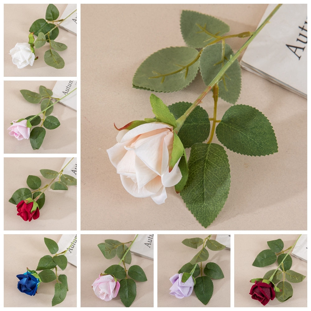 MW03340 Real Touch Silk White Rose Artificial Velvet Rose Latex Flowers Single Stem For Wedding Decoration Artificial Flowers
