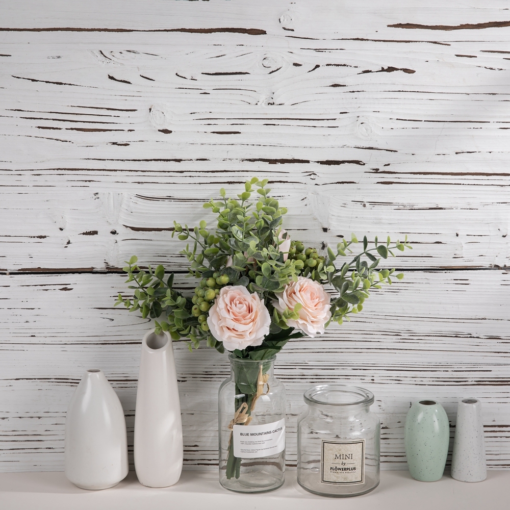 DY1-2299 Artificial Flowers Silk Roses Plants Eucalyptus Leaves Berries Flower Arrangements Decorations for Home decoration