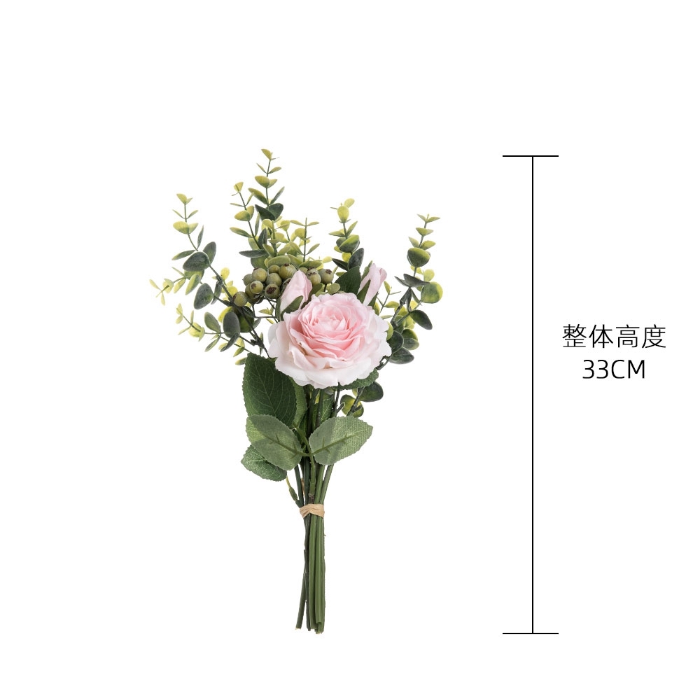 DY1-2299 Artificial Flowers Silk Roses Plants Eucalyptus Leaves Berries Flower Arrangements Decorations for Home decoration