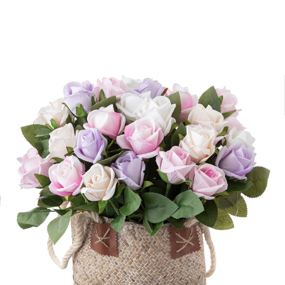 MW03340 Real Touch Silk White Rose Artificial Velvet Rose Latex Flowers Single Stem For Wedding Decoration Artificial Flowers
