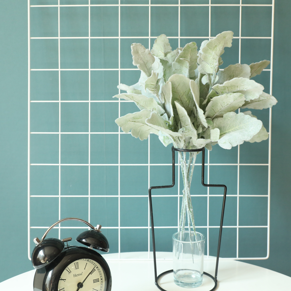 DY1-3646 Artificial Flocked Lambs Ear Leaves Flocked Oak Leaves Lamb' for Home Wedding DIY Floral Arrangement