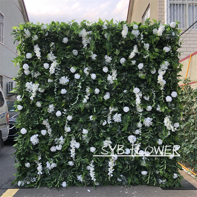 Wedding Supplies Nice Quality 3D Wedding Decor Backdrop Plant Silk Roll-up Panel Artificial Flowers Decorative Flower Wall #071-2