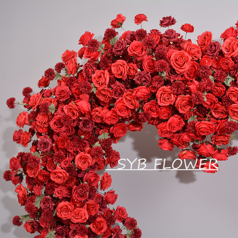 Wedding Decoration Heart Shaped Arch with Flower Backdrop Stand Red Rose Flower Arrangement Heart Flower Arch for Events Decor