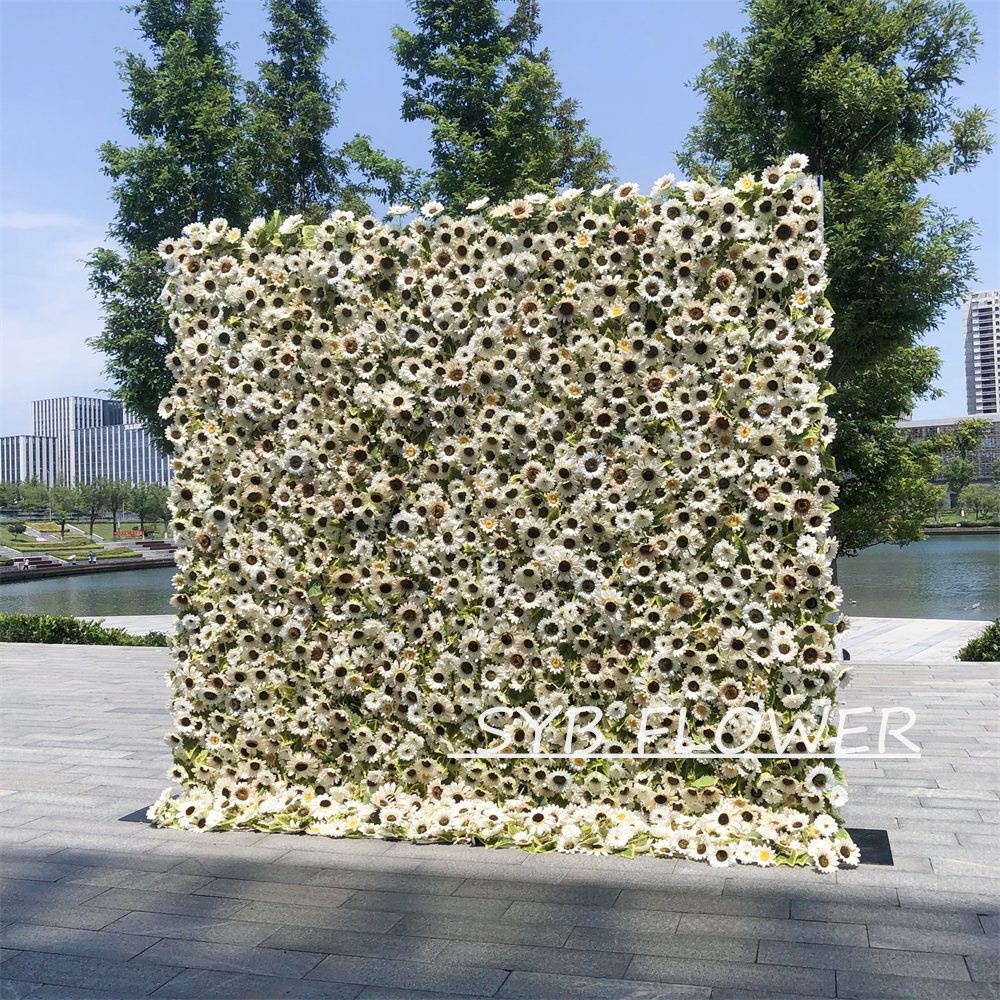 #302 Customized 3D/5D Cloth Back Roll up Articifial Flower Wall Backdrop For Wedding Event Party Decoration